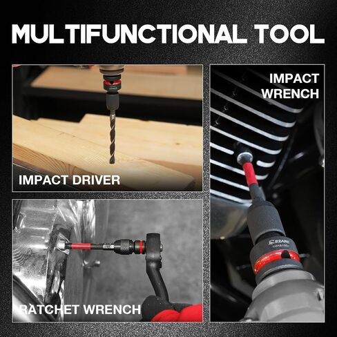 EZARC 4 Pcs Impact to 1/4 Hex Converter, 1/2 3/8 1/4-Inch Square Drive Sockets to 1/4-Inch Hex Adapter, Impact Wrench Adapters for Ratchet Wrench Drivers, Impact Bit Holders, Quick-Change Chuck in Saudi Arabia