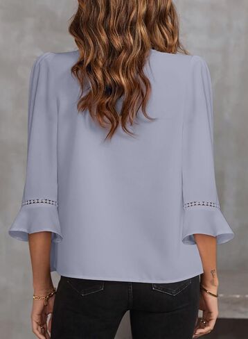 تقييم 3/4 الأكمام للسيدات 3/4 قميص عارضات خامدة من الرقبة أعمال البلوزات قمصان المكاتب in Kuwait