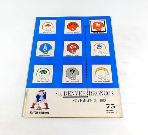 1968 Denver Broncos at Boston Patriots AFL Football Program 11-3-68 - NFL Programs in Saudi Arabia