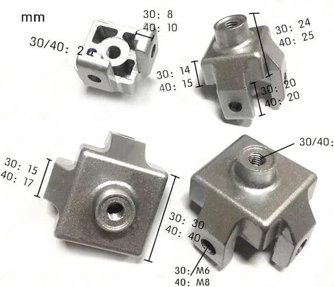 3030 4040 موصل Foot Foot Mostming Aluminium مع موصل M8 M10 ومسامير لموصل أدوات قوسين من الألومنيوم (4040 مع M10) in Saudi Arabia