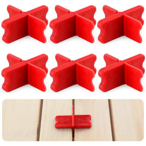 6 PCS ABS Deck Spacer Tool ، 4 سماكة فواصل لوحة سطح السفينة (1/16 "، 1/8" ، 3/16 "، 1/4") للضغط الخشب PVC Poard Composite (RED) in Kuwait
