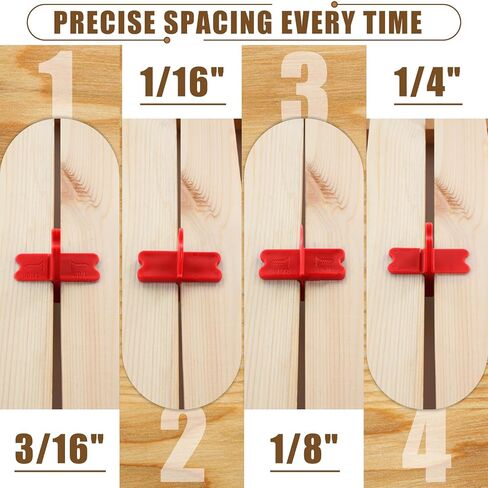 6 PCS ABS Deck Spacer Tool ، 4 سماكة فواصل لوحة سطح السفينة (1/16 "، 1/8" ، 3/16 "، 1/4") للضغط الخشب PVC Poard Composite (RED) in Kuwait
