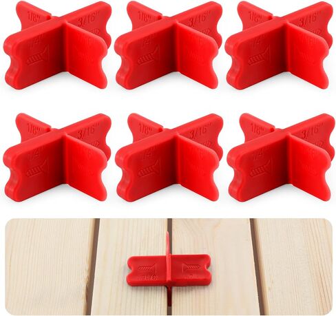 6 PCS ABS Deck Spacer Tool ، 4 سماكة فواصل لوحة سطح السفينة (1/16 "، 1/8" ، 3/16 "، 1/4") للضغط الخشب PVC Poard Composite (RED) in Kuwait
