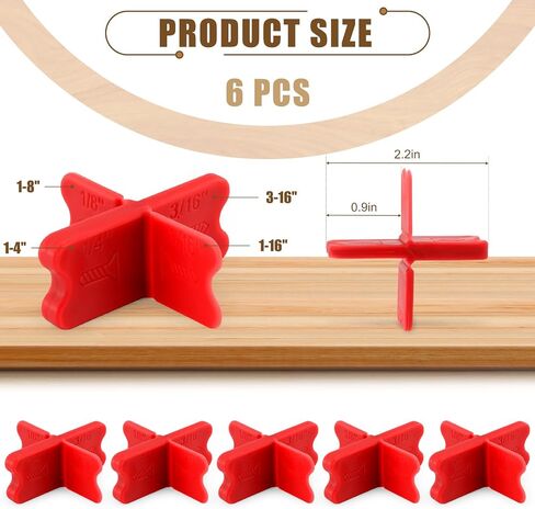 6 PCS ABS Deck Spacer Tool ، 4 سماكة فواصل لوحة سطح السفينة (1/16 "، 1/8" ، 3/16 "، 1/4") للضغط الخشب PVC Poard Composite (RED) in Kuwait