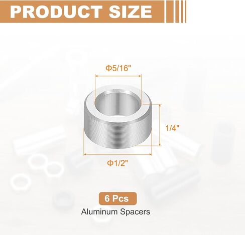 PATIKIL 6PCS Aluminum Spacers, 5/16 x 1/2 Metal Spacers Aluminum 5/16 L Spacer Screw Standoff Round Unthreaded Standoff Bushing for 5/16inch Screw Bolts, Black in Saudi Arabia