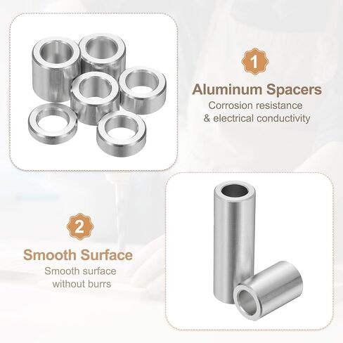 PATIKIL 6PCS Aluminum Spacers, 5/16 x 1/2 Metal Spacers Aluminum 5/16 L Spacer Screw Standoff Round Unthreaded Standoff Bushing for 5/16inch Screw Bolts, Black in Saudi Arabia