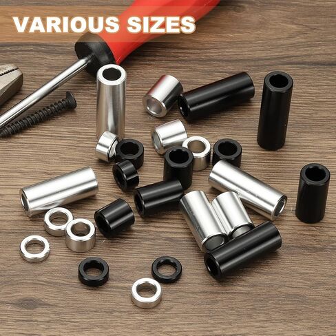 Patikil 6pcs فواصل الألومنيوم ، 5/16 × 1/2 الفواصل المعدنية الألومنيوم 5/16 لتر فاصل المسمار جولة جلبة غير مستقرة من 5/16 بوصة البراغي ، الأسود in Kuwait