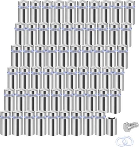 60 Pcs Sign Standoff Screws, Advertising Screws Stainless Steel Wall Standoff Mounts Glass Acrylic Nail for Glass Artwork and Sign Displays, Stainless Steel Sign Mounting Bracket (1/2 x 1 Inch) in Kuwait