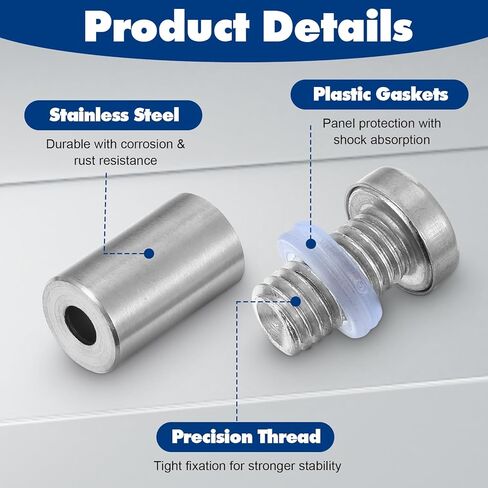 60 Pcs Sign Standoff Screws, Advertising Screws Stainless Steel Wall Standoff Mounts Glass Acrylic Nail for Glass Artwork and Sign Displays, Stainless Steel Sign Mounting Bracket (1/2 x 1 Inch) in Kuwait