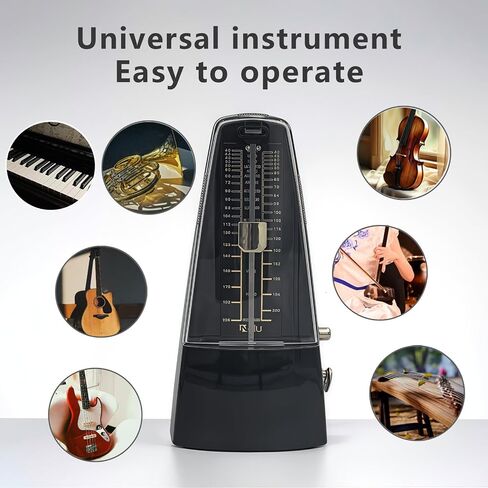 NALU Metronome - Classic Mechanical Wind-Up Design with Bell for Piano, Guitar, Violin & All Instruments (N-Transparent) in Saudi Arabia