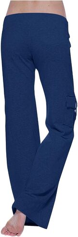 Cargo Pants Women Plus Size Stretchy Flare Yoga Leggings Palazzo Casual Drawstring Wide Leg Pants Side Pocket in Saudi Arabia