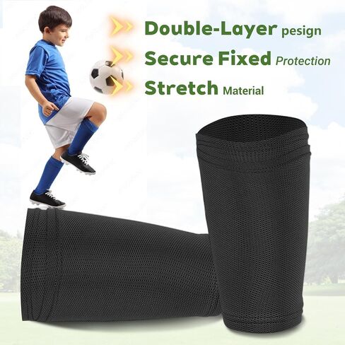 3 Pairs Soccer Shin Guards Sleeves for Youth Adult, Shin Pad Compression Sleeve with Optimized Insert Pocket for Football Soccer Sport in Saudi Arabia