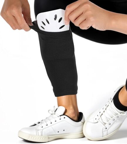 3 Pairs Soccer Shin Guards Sleeves for Youth Adult, Shin Pad Compression Sleeve with Optimized Insert Pocket for Football Soccer Sport in Saudi Arabia