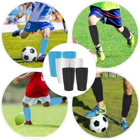 3 Pairs Soccer Shin Guards Sleeves for Youth Adult, Shin Pad Compression Sleeve with Optimized Insert Pocket for Football Soccer Sport in Saudi Arabia
