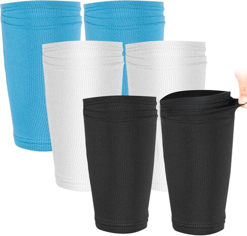 3 Pairs Soccer Shin Guards Sleeves for Youth Adult, Shin Pad Compression Sleeve with Optimized Insert Pocket for Football Soccer Sport in Saudi Arabia