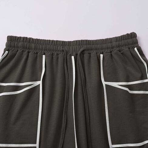 Sweatpant for Women Baggy Elastic Waist Wide Leg Drawstring Harem Pants Striped Athletic Summer Trouser with Pocket in Saudi Arabia