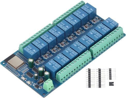 16 Channel Relay Module Board for ESP32-WROOM with DC5-12V Power Supply, 4M Flash, Button, IDE Compatible, 5V Output, PCB Material in Saudi Arabia