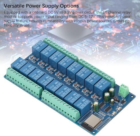 16 Channel Relay Module Board for ESP32-WROOM with DC5-12V Power Supply, 4M Flash, Button, IDE Compatible, 5V Output, PCB Material in Saudi Arabia
