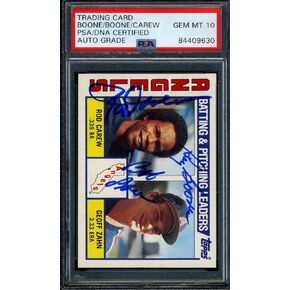 Rod Carew Ray and Bob Boone PSA DNA GEM Mint 10 COA توقيع 1983 Topps Autograph - بطاقات موقعة للبيسبول in Kuwait