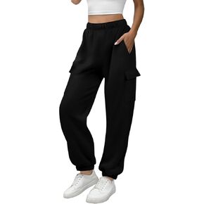 Women's Cargo Sweatpants Baggy Oversized Gym Cotton Joggers Pockets Y2k Elastic High Waisted Comfy Lounge Pants in Saudi Arabia