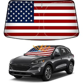 D-Lumina Winshield Sun Shade with USA Flag for 2013-2019 Fo-Rd Escape ، Clocks Sun Shield Protector Clocks UV ، Window Sunshade Sun Visor Interior in Kuwait