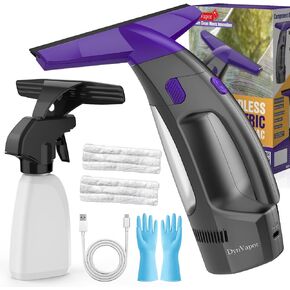 2000Pa and 2500mAh Electric Window Cleaner Tool with Gloves and 2 Cleaning Cloth, Window Vacuum Squeegee Cordless with 360ml Spray Bottle & 100ml Water Tank for Window, Mirror, Countertop, Tile in Kuwait