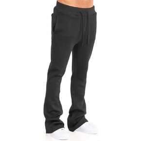 WEIV GEAR Men's Cotton Tech Fleece Sweatpants Open Bottom with Pockets Drawstring Stacked Flared Sweatpants in Kuwait