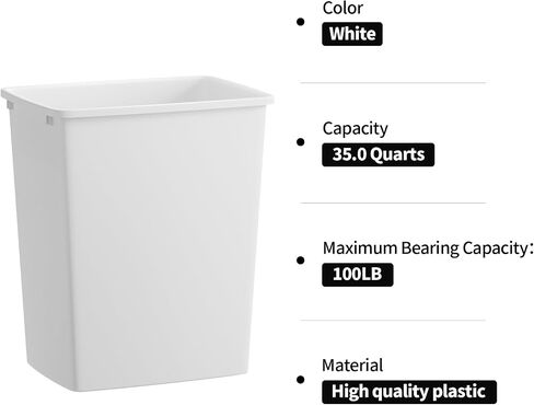 ROOMTEC 35QT Kitchen Trash Can, Lightweight and Sturdy Slim Trash Can, Wastebaskets for Office, Workspace, Kitchen, Bathroom, Easy to Clean, 1 Pack in Saudi Arabia