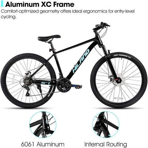 HILAND 26 Inch Mens and Womens Mountain Bike,21 Speed Mountain Bicycle with Dual Disc Brake, Front Suspension Fork, High Carbon Steel Frame Urban Commuter Bike for Adults in Kuwait