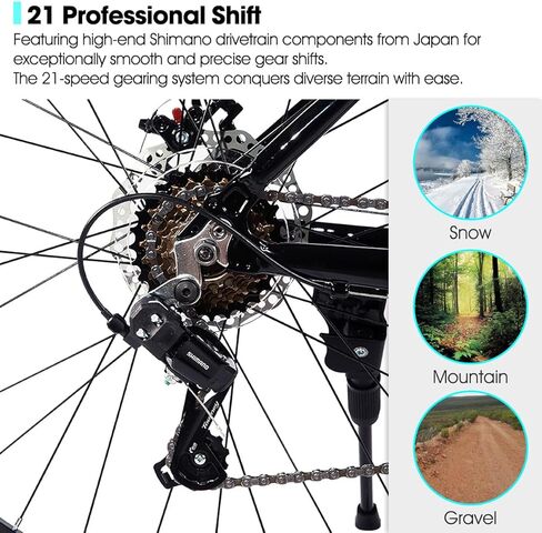 HILAND 26 Inch Mens and Womens Mountain Bike,21 Speed Mountain Bicycle with Dual Disc Brake, Front Suspension Fork, High Carbon Steel Frame Urban Commuter Bike for Adults in Kuwait