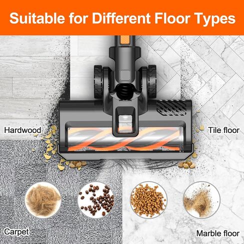 28Kpa Cordless Vacuum Cleaner, 8-in-1 Lightweight Cordless Stick Vacuum, 300W Rechargeable Vacuum with 2500m-Ah Battery, 45min Runtime Powerful Stick Vacuum for Pet Hair Hard Floor Carpet in Saudi Arabia