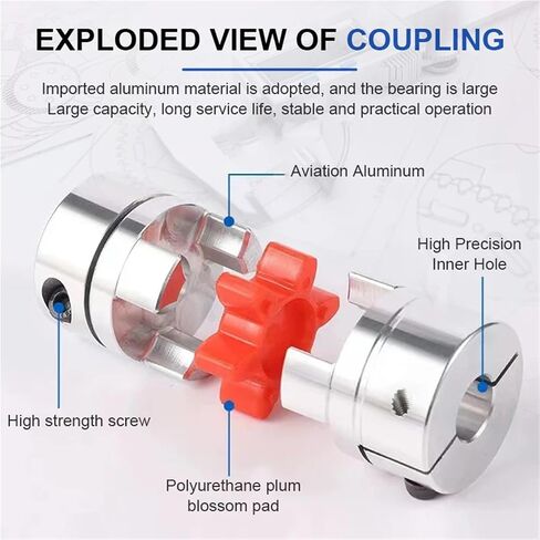 D20L25 Spider Flexible Motor Coupler Aluminium Flexible Jaw Coupling 5x8mm 3mm 4mm 5mm 6mm 6.35mm 7mm 10mm 1Pcs(7x8) in Saudi Arabia