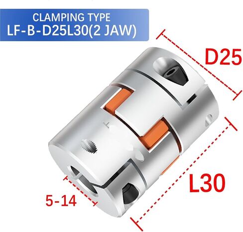 LF-B-D25L35 LF اثنين من الفك D25L30 مقرن الألومنيوم البرقوق المرن اقتران توصيل محرك السهود CNC CNC 5/6/6.35/8/10/12/12.7/14mm 5x8mm 1pcs (8x8) in Saudi Arabia