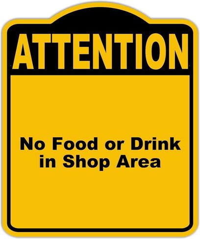 لا طعام أو مشروب في منطقة المتجر انتباه أصفر أسود الألومنيوم مركب مركب 20 × 24 بوصة in Kuwait