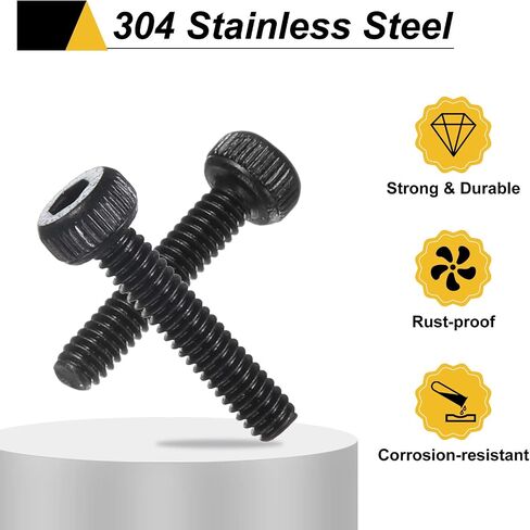 UXCELL 100PCS مسامير رأس المقبس السداسي مسامير رأس البراغي ، M2X8MM 304 مقبس الفولاذ المقوى مقبس مقبس البراغي البراغي مع وجع ، ملولبة كاملة ، أسود in Saudi Arabia