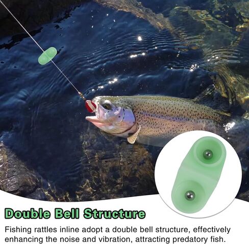Fishing Double Rattle Beads,40pcs Catfish Rig Fishing Attractants Fishing Bells Accessories for Catfish Bass Pompano Striper in Saudi Arabia
