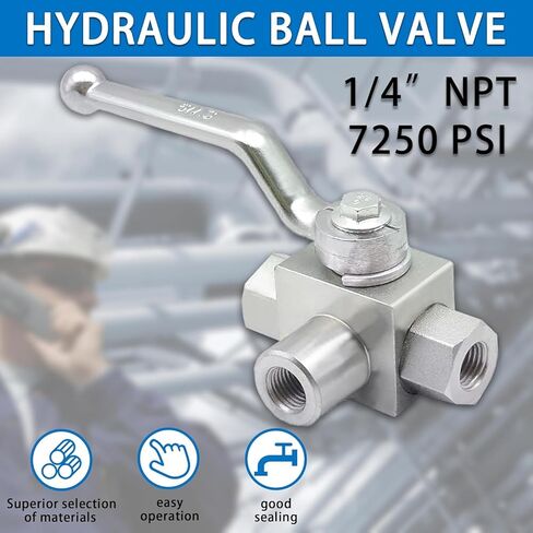 Tiemin عالية الضغط صمام الكرة الهيدروليكية 3/8 "NPT ، 3 طريق صمام الكرة ، 3/8 بوصة الصمام الهيدروليكي 7250 رطل ، والفضي. in Kuwait