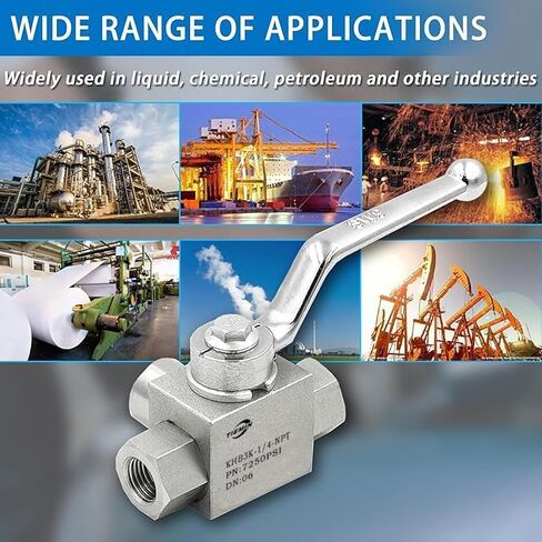 Tiemin عالية الضغط صمام الكرة الهيدروليكية 3/8 "NPT ، 3 طريق صمام الكرة ، 3/8 بوصة الصمام الهيدروليكي 7250 رطل ، والفضي. in Kuwait