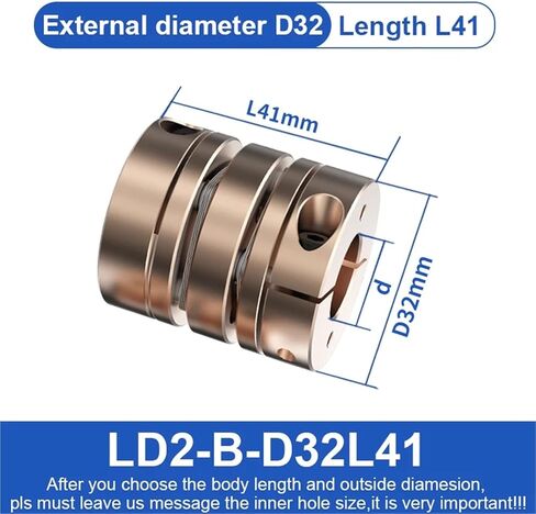 LD1-B-D32L28 LD2-B-D32L41 مقرنة عمود محرك مرن LD D32L2L28/L41 إكسسوارات الألومنيوم عزم الدوران CNC عزم الدوران 3D (LD1-B-D32L28-15x15) in Saudi Arabia