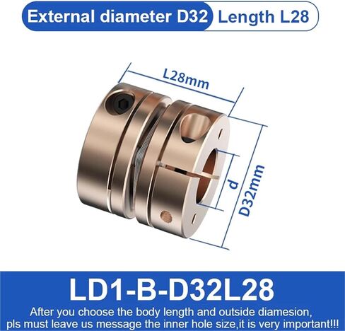 LD1-B-D32L28 LD2-B-D32L41 مقرنة عمود محرك مرن LD D32L2L28/L41 إكسسوارات الألومنيوم عزم الدوران CNC عزم الدوران 3D (LD1-B-D32L28-15x15) in Saudi Arabia