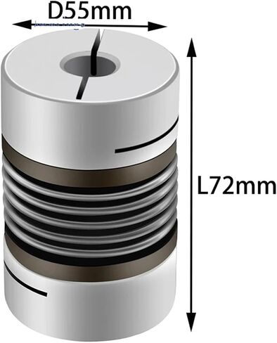 D55L72 Corrugated Coupling D55L72 14/16/18/20/25/28mm CNC Aluminium Alloy for Stepper Motor 3D Printer 1Pcs(16X20) in Saudi Arabia