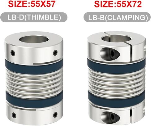 LB-B-D55L72 Shaft Coupling LB D55L72 Bellows Flexible Motor Coupler CNC Aluminium High Elasticity Universal Joint 3D Printer 1Pcs(LB-B-D55L72-10X12) in Saudi Arabia