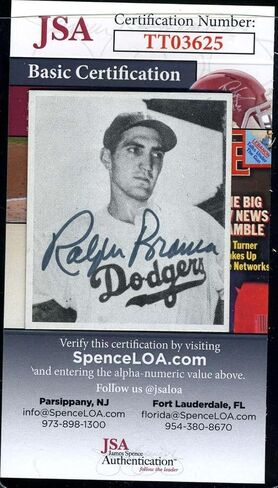 Ralph Branca JSA Coa Autograph 1976 HRT/RES 1947 Bowman Reprint Signed - Baseball Slabbed Autographed Cards in Saudi Arabia