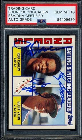 Rod Carew Ray and Bob Boone PSA DNA GEM Mint 10 COA توقيع 1983 Topps Autograph - بطاقات موقعة للبيسبول in Kuwait