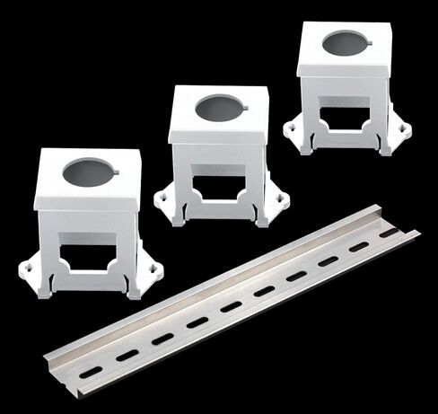 Push Button Switch Mounting Bracket DIN Rail Set for Potentimeter Emergency Stop Push Button Switch, 3Pcs PushButton Switch Bracket with Aluminum Guide Rail Slotted White (Switches Not Included) in Saudi Arabia