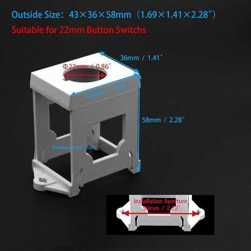 Push Button Switch Mounting Bracket DIN Rail Set for Potentimeter Emergency Stop Push Button Switch, 3Pcs PushButton Switch Bracket with Aluminum Guide Rail Slotted White (Switches Not Included) in Saudi Arabia
