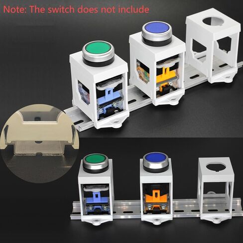 Push Button Switch Mounting Bracket DIN Rail Set for Potentimeter Emergency Stop Push Button Switch, 3Pcs PushButton Switch Bracket with Aluminum Guide Rail Slotted White (Switches Not Included) in Saudi Arabia