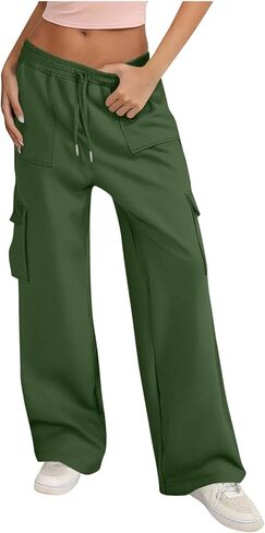 Cargo Sweatpants for Women 2025 Baggy Drawstring High Waisted Wide Leg Sweat Pants Oversized Athletic Pants in Saudi Arabia
