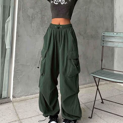Plus Size Cargo Pants Women Lightweight High Waisted Parachute Pants Fashion Y2K Cargo Sweatpants Joggers in Saudi Arabia