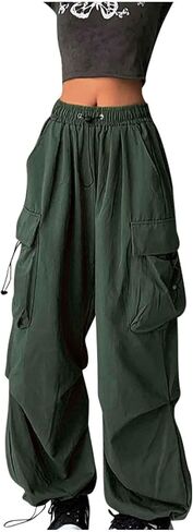Plus Size Cargo Pants Women Lightweight High Waisted Parachute Pants Fashion Y2K Cargo Sweatpants Joggers in Saudi Arabia